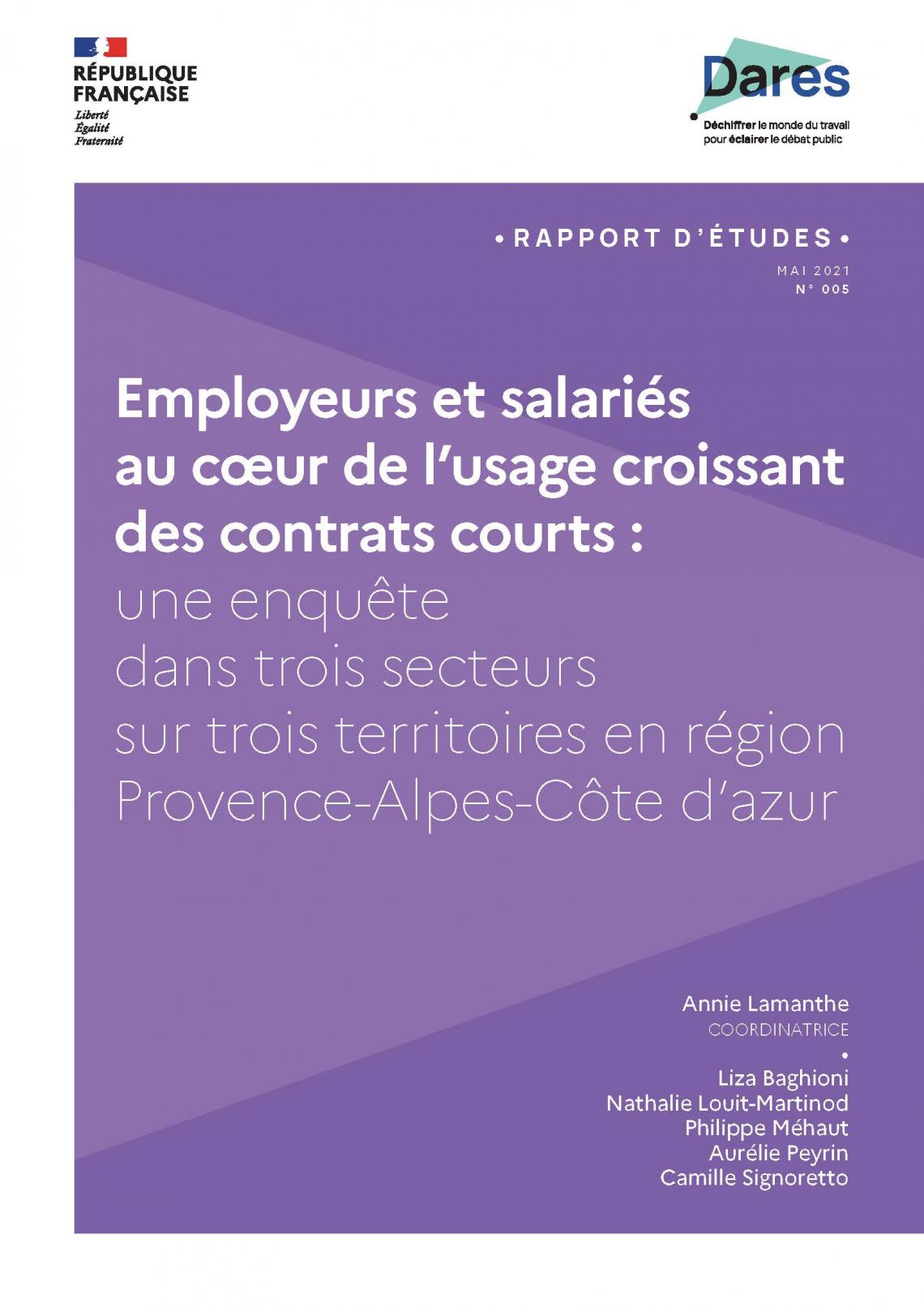Le  rapport d'études consacré aux contrats courts vient de paraitre
