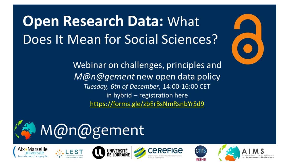 Webinar Opening research data in management and organization studies