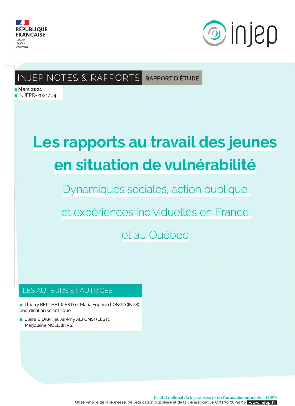 Les rapports au travail des jeunes en situation de vulnérabilité