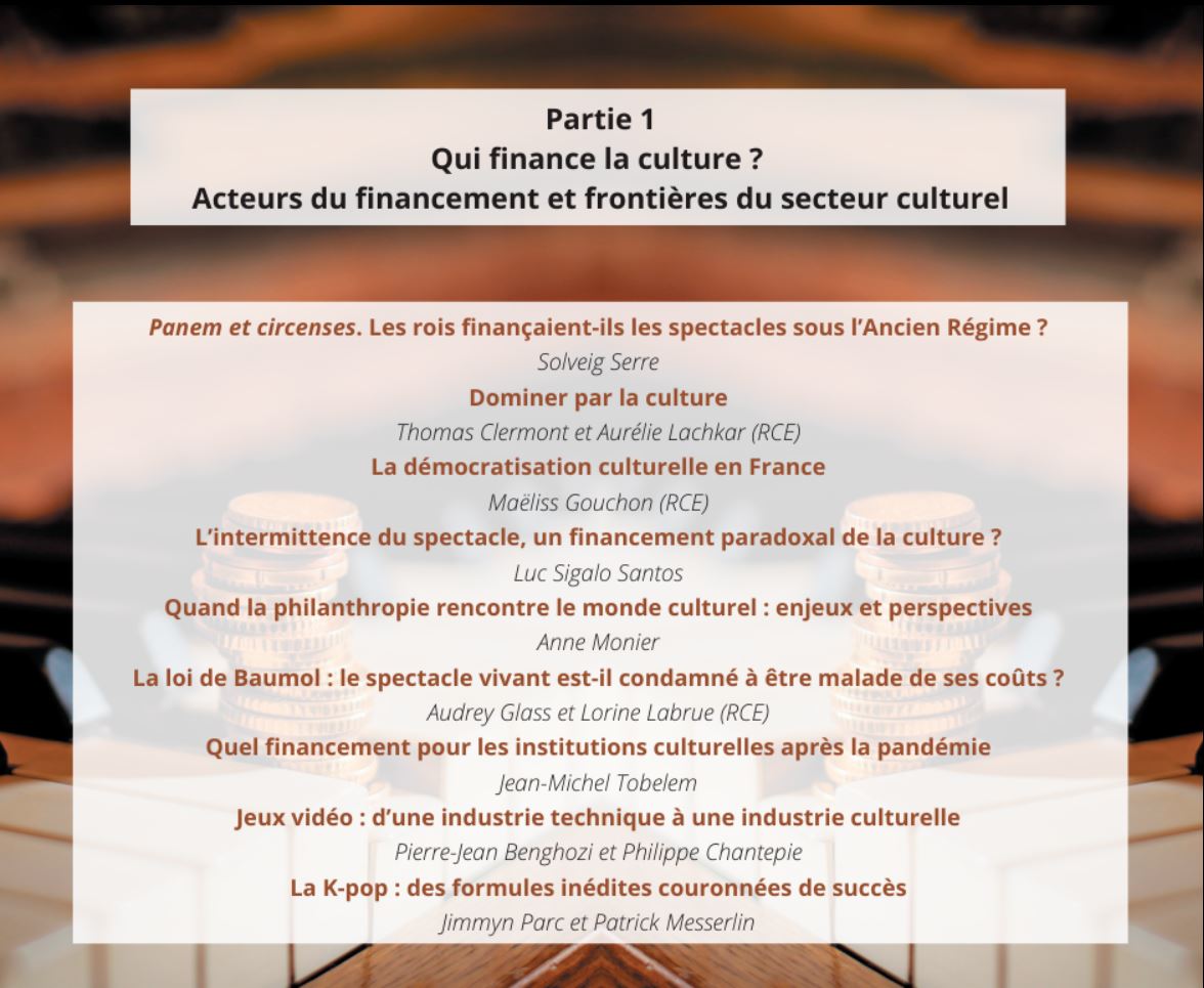 Luc Sigalo Santos. L’intermittence du spectacle, un financement paradoxal de la culture ?, dans Regards croisés sur l'économie, 2022/1-2 (n° 30-31) "Les deux sous de la culture. Financer le secteur culturel", p. 41-49.