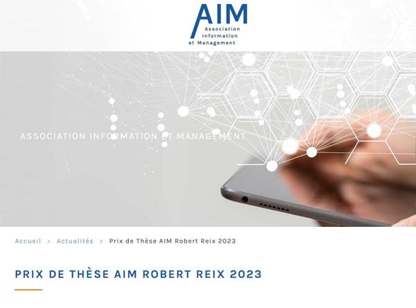 Maxime Malafosse, jeune docteur du LEST en sciences de gestion, a reçu le Prix de thèse Robert Reix 2023 de l'Association Information Management - AIM, destiné à distinguer les meilleurs travaux doctoraux en Systèmes d’Information