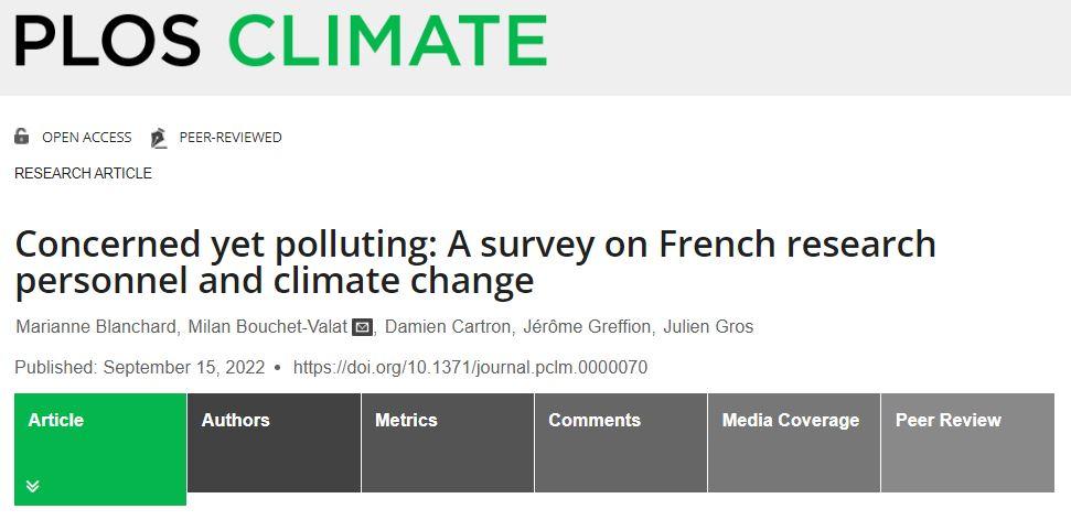 Concerned yet polluters: A survey on French research personnel and climate change