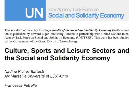 Culture, Sports and Leisure Sectors and the Social and Solidarity Economy