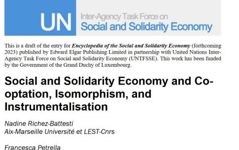 Social and Solidarity Economy and Co-optation, Isomorphism, and Instrumentalisation